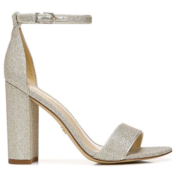 Sam Edelman Yaro Ankle Strap High Heel Sandal 11 Gold Open Toe Formal Party - Picture 2 of 8